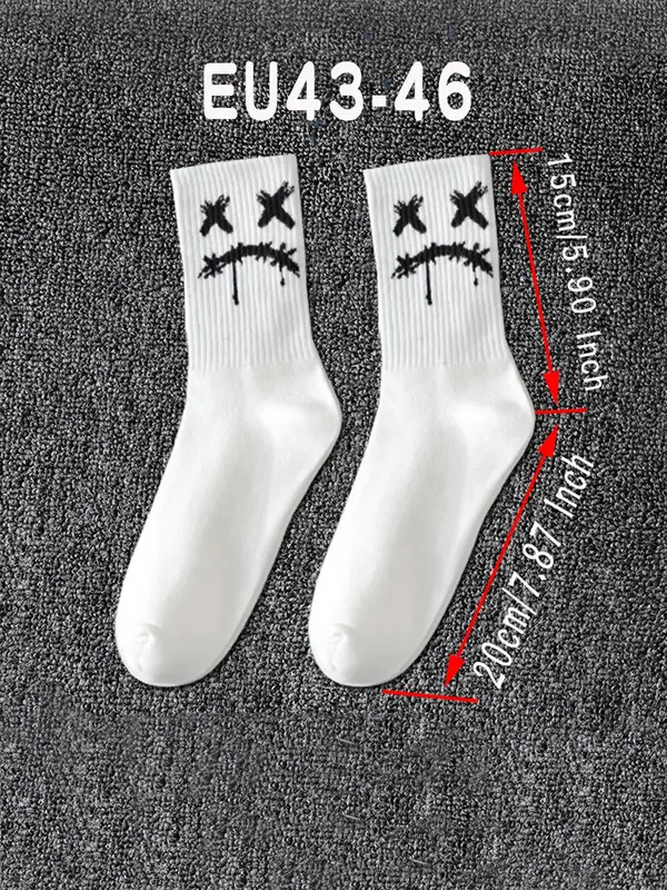 Random Men's Halloween Themed Mid-calf Socks, Casual Comfortable Breathable Socks for Daily Wear, Men's Socks for All Seasons, Socks Pairs 5