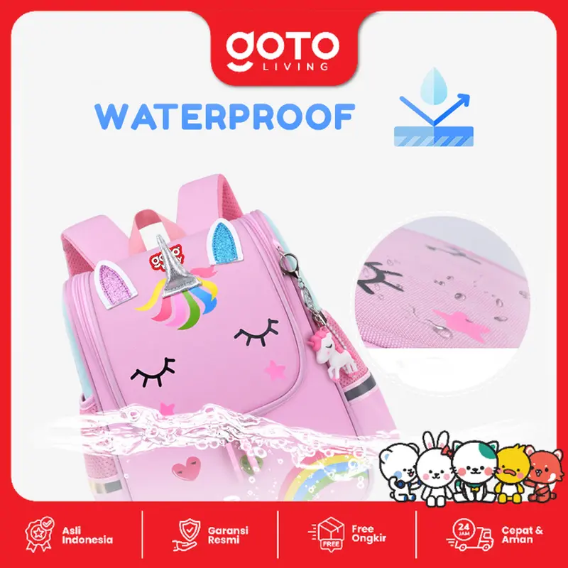Goto [COD] Kibby Tas Sekolah Ransel Backpack Anak Perempuan Waterproof Bag 2