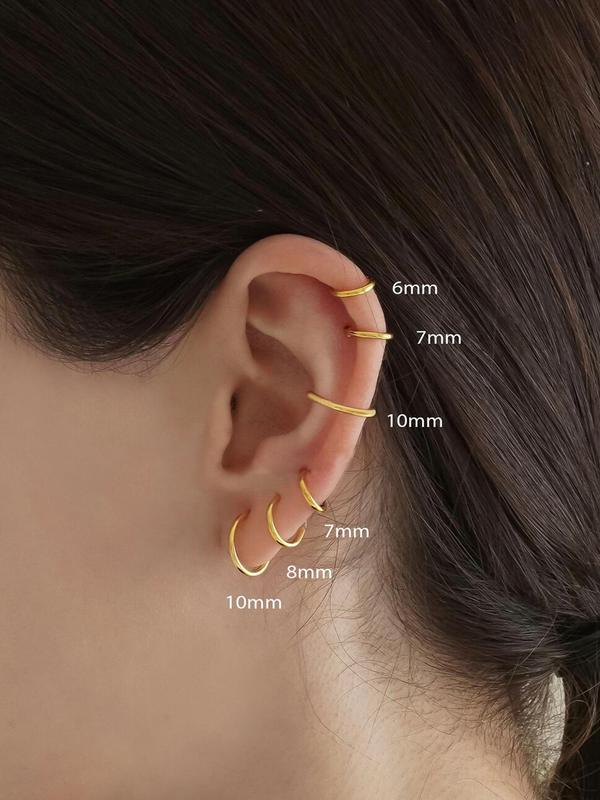 Women's Cute Small Hoop Earrings for Summer 2024, Fashion Stainless Steel Earrings for Women & Girls, Casual Jewelry for Party Decor, Trendy Exquisite Jewelry As Birthday Gift Stocking Stuffers For Adults, Mother's Day Gift 9