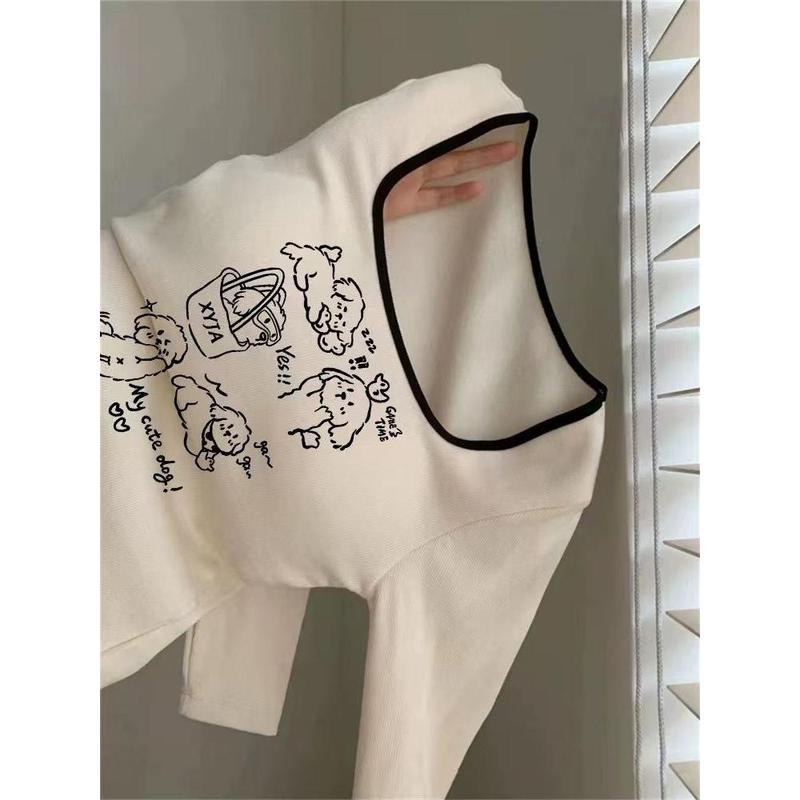 Áo Dài Tay, Giữ Ấm Mùa Thu Và Mùa Đông, Chải, Cổ Vuông, Dành Cho Bé Gái Nóng Bỏng, Dày Dặn, Chất Liệu Dralon, Hàng Mới Về, 2024 1