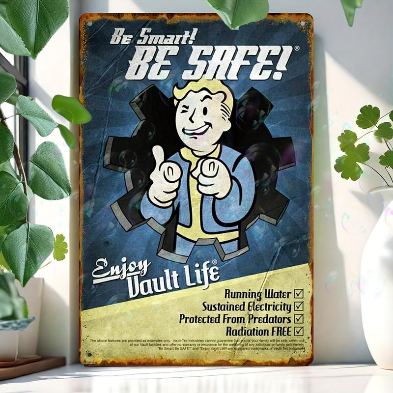 Vault Inplace Sign 2D flat Fallout Vault Boy Vintage Metal Wall Art Sign - 8x12 Inch Retro ...