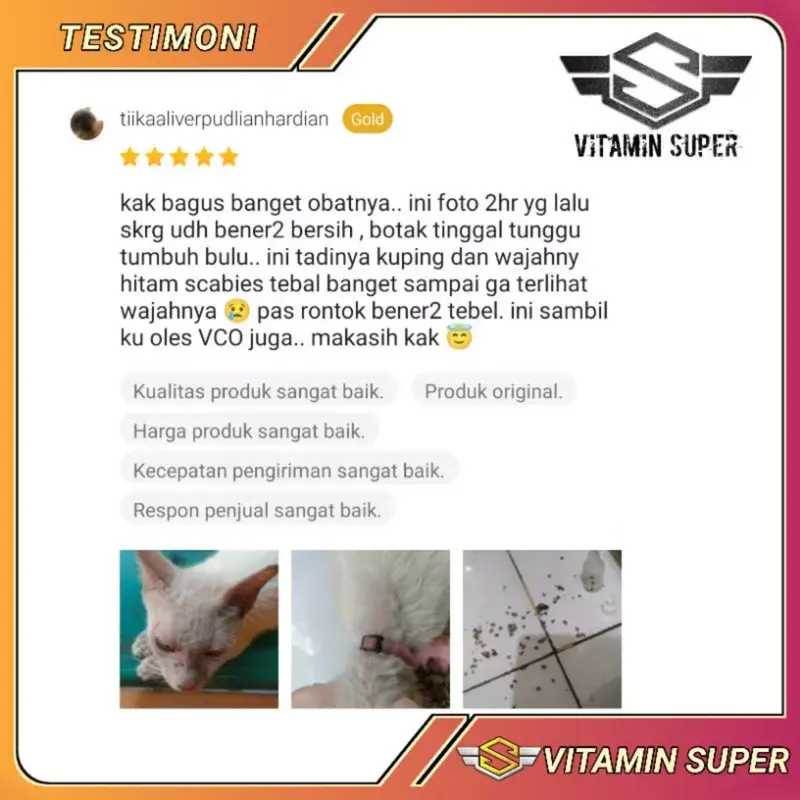 Vitamin Kucing Anti Parasit P2   Obat Scabies, Jamuran, Abses, Kutuan, Cacingan, Gatal-gatal, Ketombe, Tungau, earmeat dan Masalah Kulit 5
