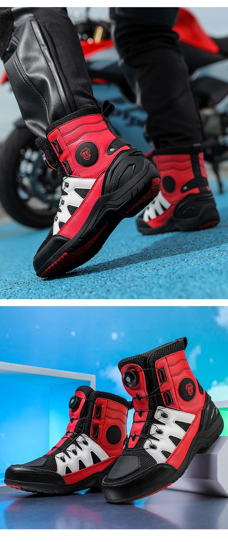 Product Introduction of Men Boots Motorcycle Casual Shoes Microfiber Waterproof Anti-slip Outdoors Travel Equipment Sneakers Motorcycle Shoes Riding 10