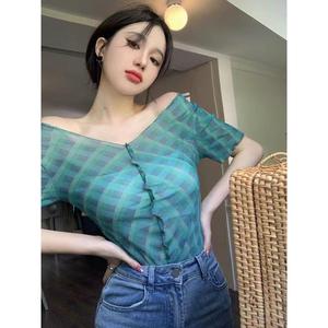 y2k-เสื้อยืดตาข่ายน่ารักและเซ็กซี่สำหรับผู้หญิง,ฤดูร้อน,stringy,selvedge,เก๋ไก๋,แน่น,ไมโครโปร่งใส,ป้องกันแสงแดด,สาวร้อน,แขนสั้น,เสื้อส่วนบุคคล