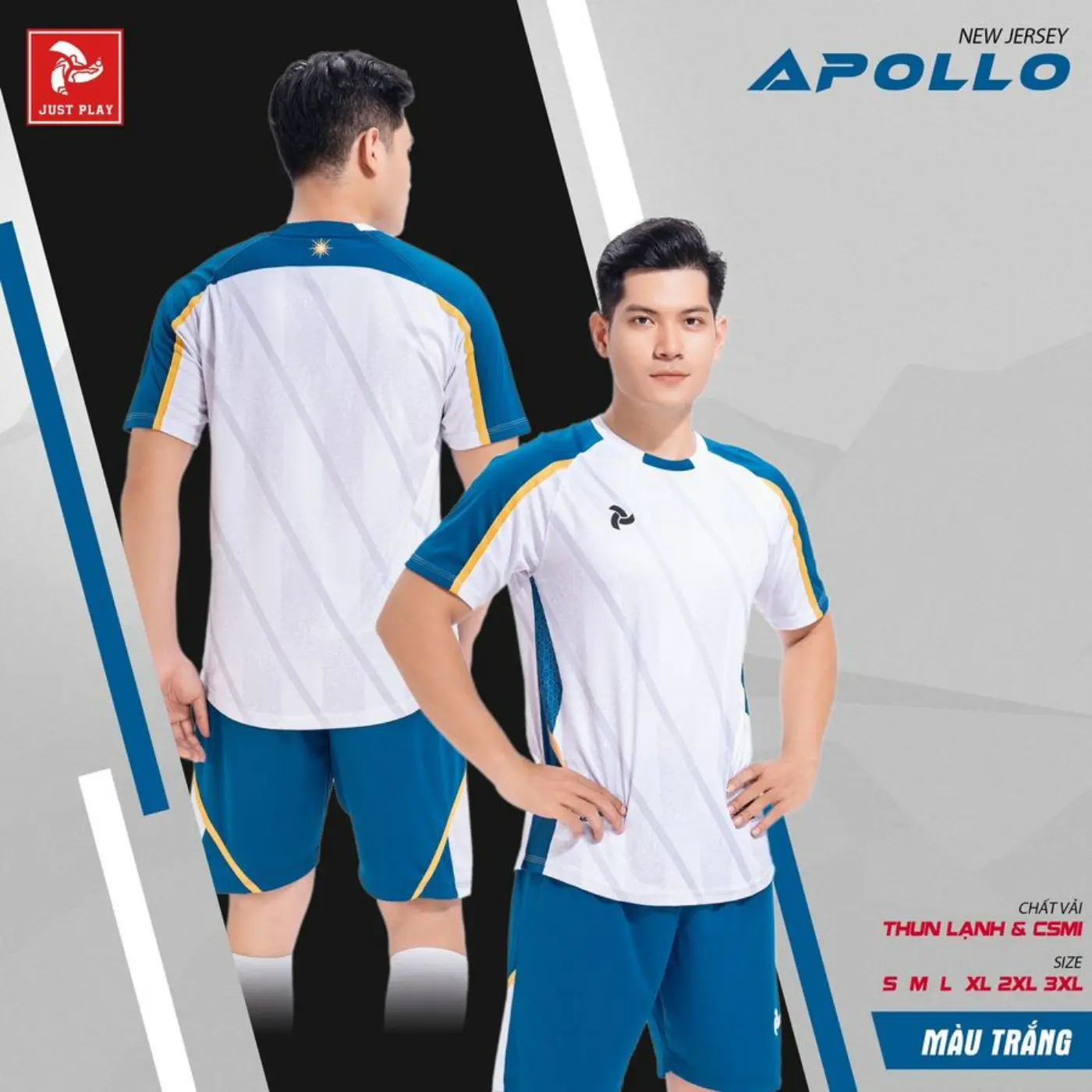 Quần Áo Đá Banh, Áo Đá Banh Không Logo JUST PLAY APOLLO - Vải Thun Lạnh Kết Hợp Chất Liệu CSM Thoáng Nhiệt Nhanh, Thấm Hút, Co Dãn Tốt( Nhận In Từ 1 Bộ) Sport