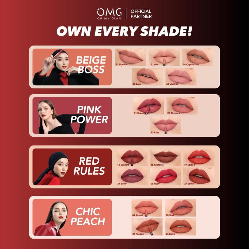 Paket Ombre OMG OH MY GLAM Mattelast Lip Cream | Coffee Edition | Socialite | Tahan Lama & Ringan | Kemasan Baru Gloss Lipstick 2