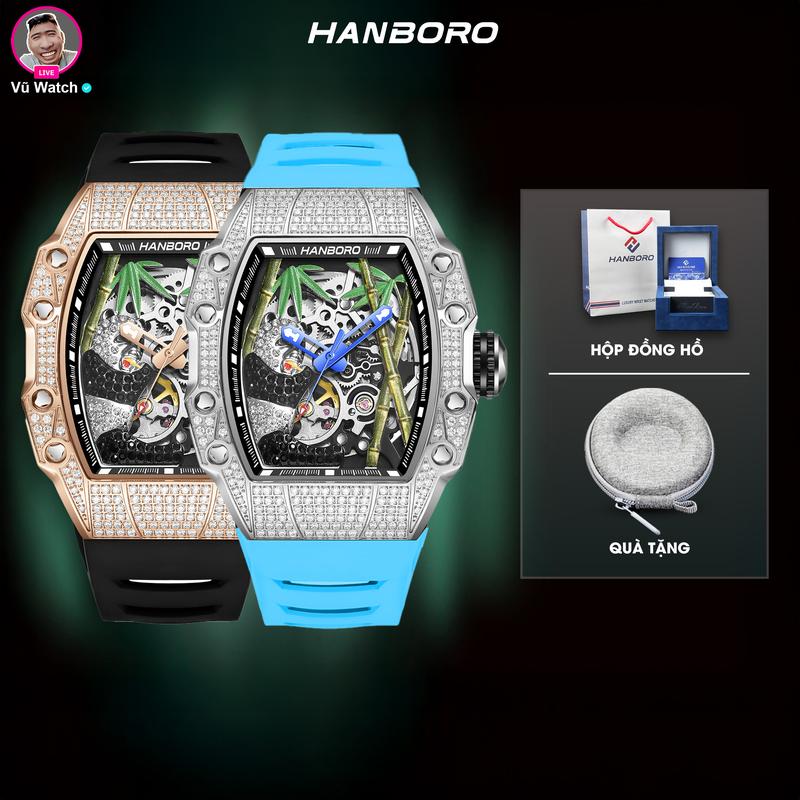 Đồng Hồ Cơ HANBORO PANDA | 926 [5658] Chính Hãng | Miễn phí 1 lần thay kính & Tặng kèm bóp đựng động hồ