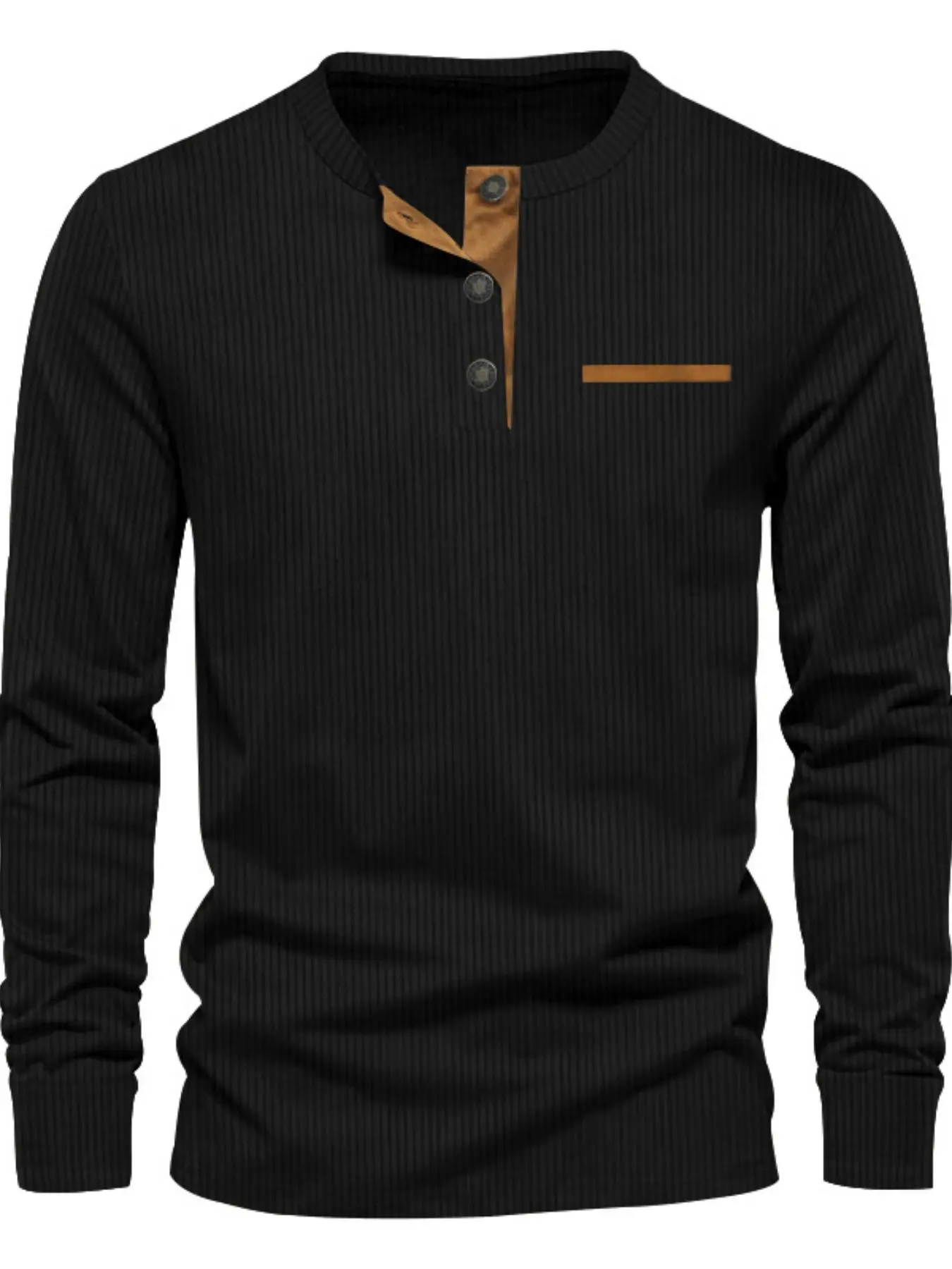 Men's Contrast Trim Half Button Sweatshirt, Loose Casual Long Sleeve Pullover for Spring & Fall, Fashion Men's Top for Daily Wear