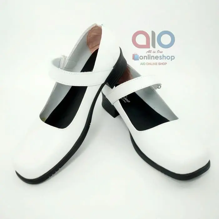 Aline Sepatu Pantofel Wanita Putih Hak 3 Cm Formal Bidan Perawat Dokter Akper Akbid A05 Heels 1