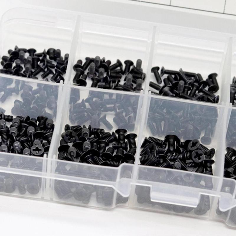 Product Introduction of 500Pcs Laptop Repair Screws Carbon Steel Mounting Screws Flat Head Screws Replacement Boxed Electronic Screws Computer Screws 1