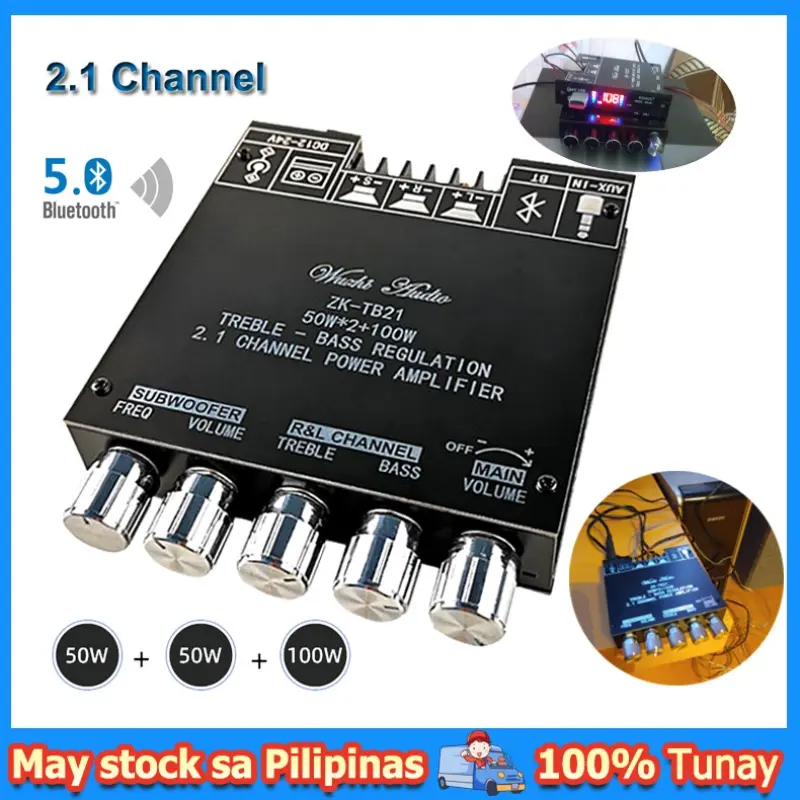 ZK-TB21 TPA3116D2 Bluetooth 5.0 Subwoofer Amplifier Board 50WX2+100W 2.1 Channel Power Audio Stereo