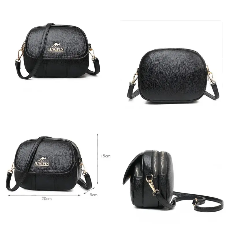 TAS SELEMPANG WANITA 3 RESLETING JINGPIN KULIT HITAM AZADA KECIL KEKINIAN REMAJA CEWEK BATAM TA520B5  PREMIUM KOREA SLING BAG 5