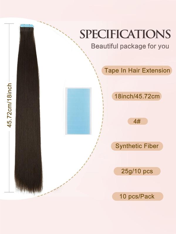 18 Inch Long Straight Tape in Hair Extensions, Gorgeous Fluffy Wigs for Women, Synthetic Hair Extensions for Party, Daily Use 1