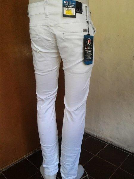 Celana Chino Panjang Pria Putih Slim Fit White chinos cowok Slimfit Kerja Formal Casual 2