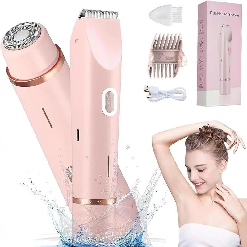 2 in 1 Electric Epilator, 1 Box USB Rechargeable Waterproof Body Hair Shaver Razor, Epilating Tool & Accessories, Multifunctional Epilator, Wet & Dry Trimmer for Women, Electric Shaver Women, Shaver Razor