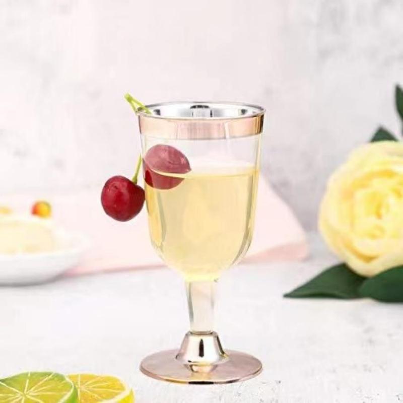 Product Introduction of Disposable Plastic Wine Cups, 10pcs/set Elegant Reusable Wine Goblet, Champagne Cup, Party Supplies for Wedding Birthday 5