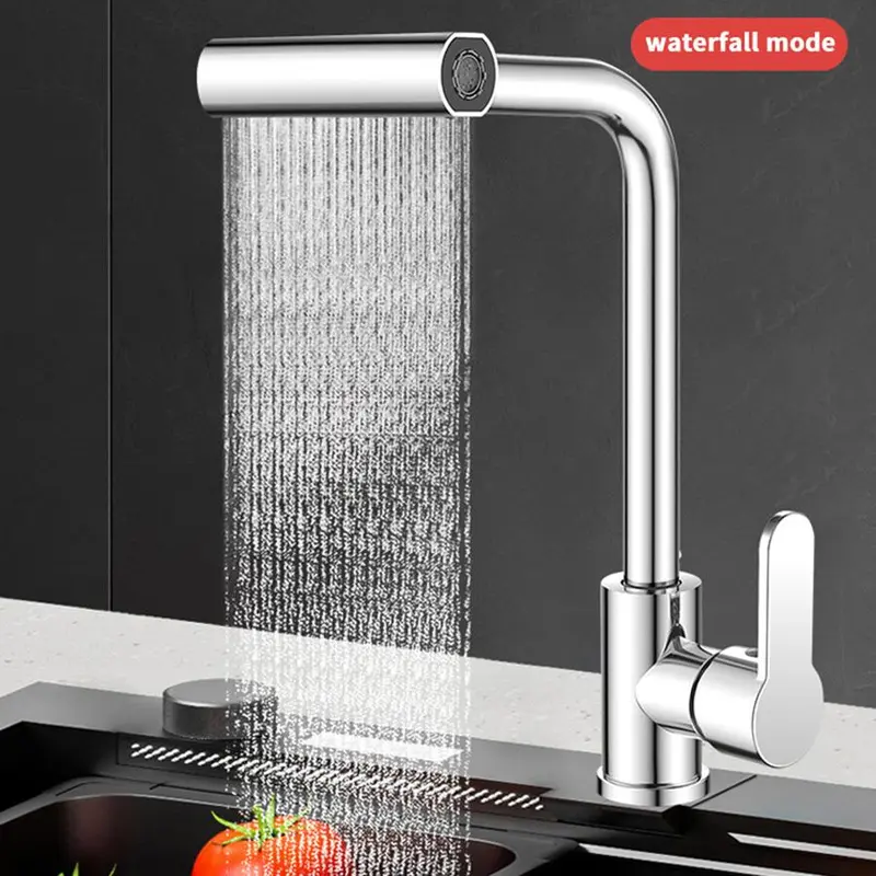 Waterfall Kitchen Faucet, 360° Rotating Waterfall Flow Spray Head Hot and Cold Water Sink Mixer, Kitchen Faucet, Kitchen Accessories, Home, Modern 7