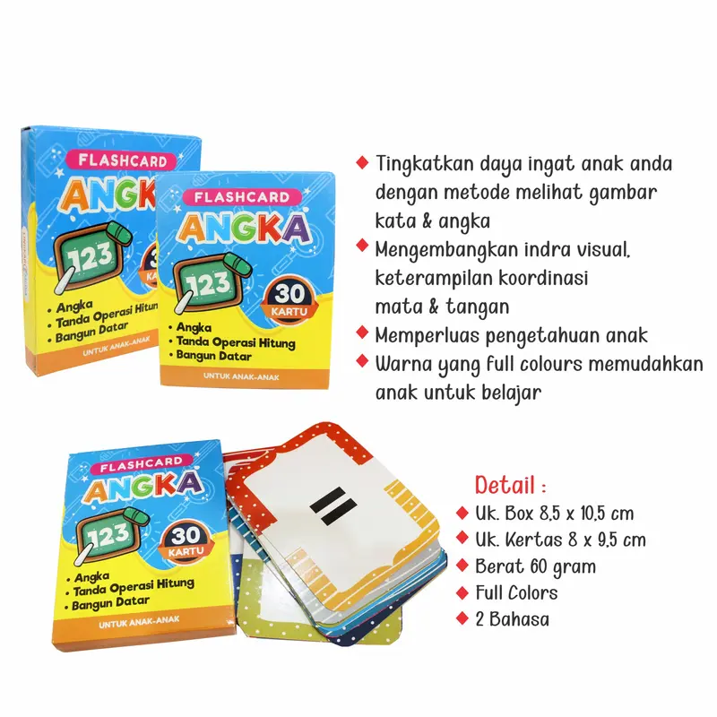 Flash Card Edukasi Anak : Angka 1 2 3 / Huruf ABC Isi / Mengenalh Huruf Hijaiyah Kartu / Lingkar Media LM - LM 4
