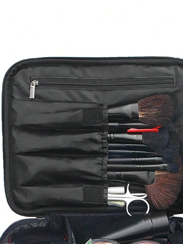Double Layer Large Capacity Makeup Bag, Portable Travel Cosmetic Storage Bag, Zipper Makeup Organizer Pouch, Versatile Storage Bag for Travel, Office, Home 2