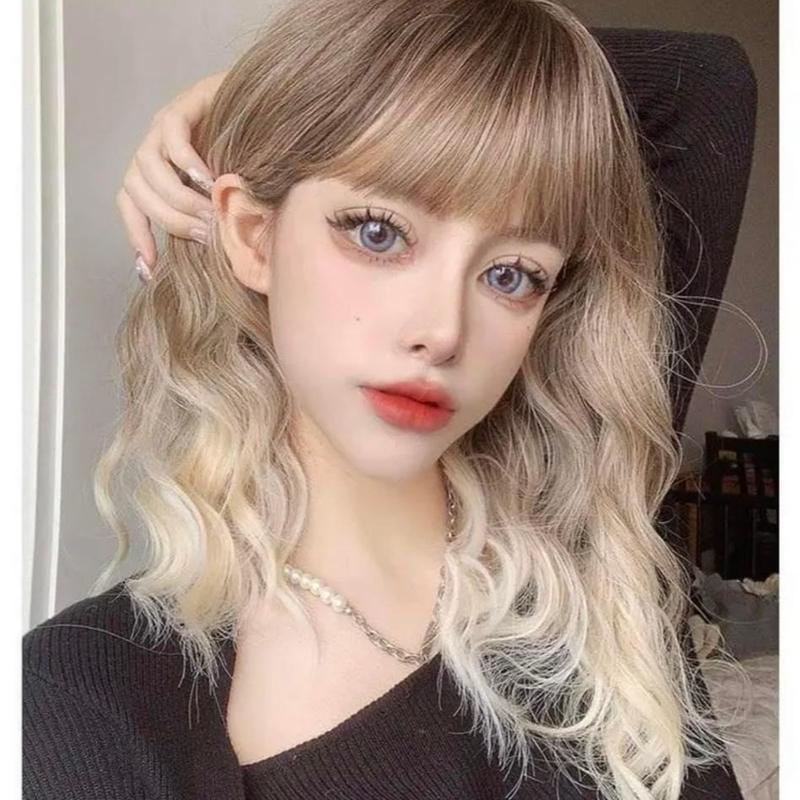 Tóc Giả Nguyên Đầu Xù Ombre 35cm Wig Wig Women