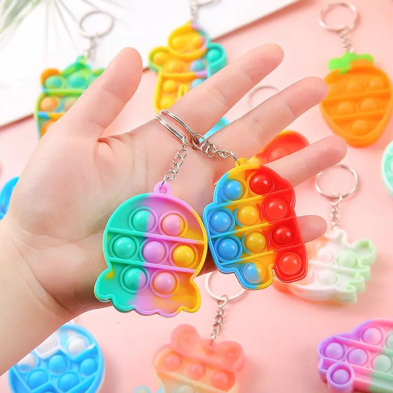 Creative children's rainbow decompression keychain decompression small toy schoolbag pendant