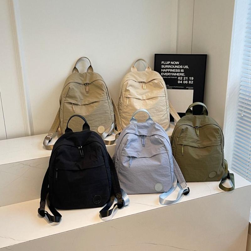 Product Introduction of Fashion Solid Color Lightweight Backpack Nylon Soft Shoulder Bag Large Capacity Travel Backpack 9