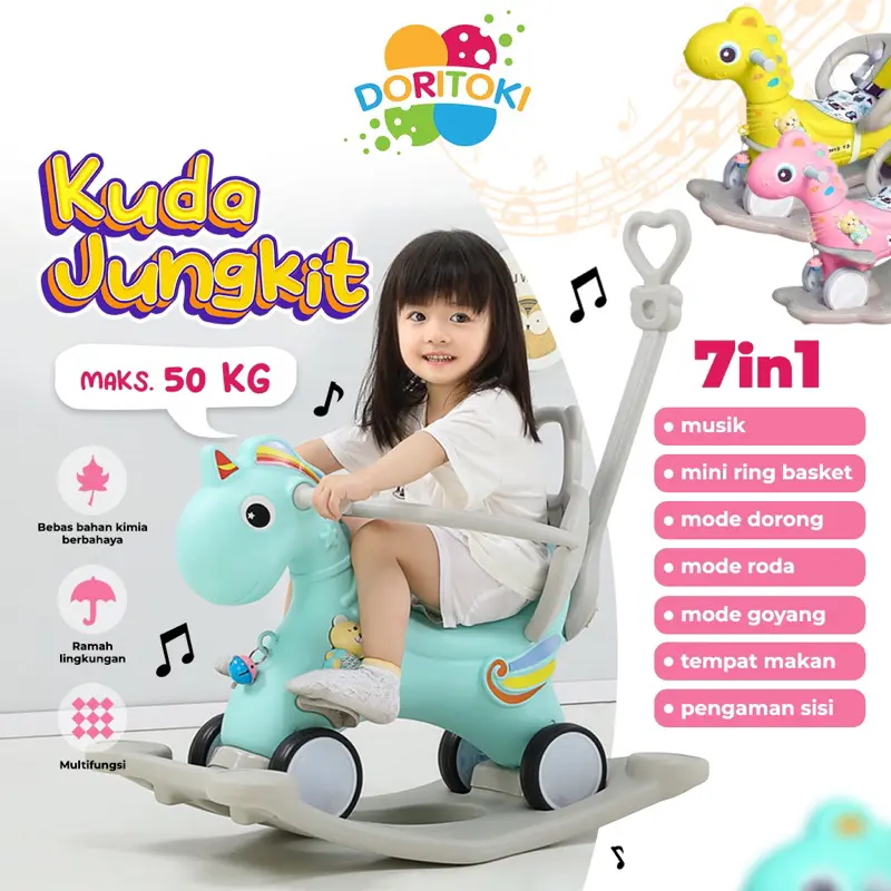 Doritoki Speeds Kereta Kuda Goyang Ayunan Mainan Dorong Kuda Kudaan Anak Kualitas Premium