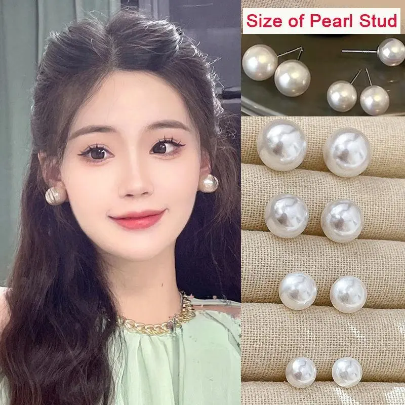 925  Needle  Stud Earrings Korean Simple Anti-Allergy Round  Earring Gift
