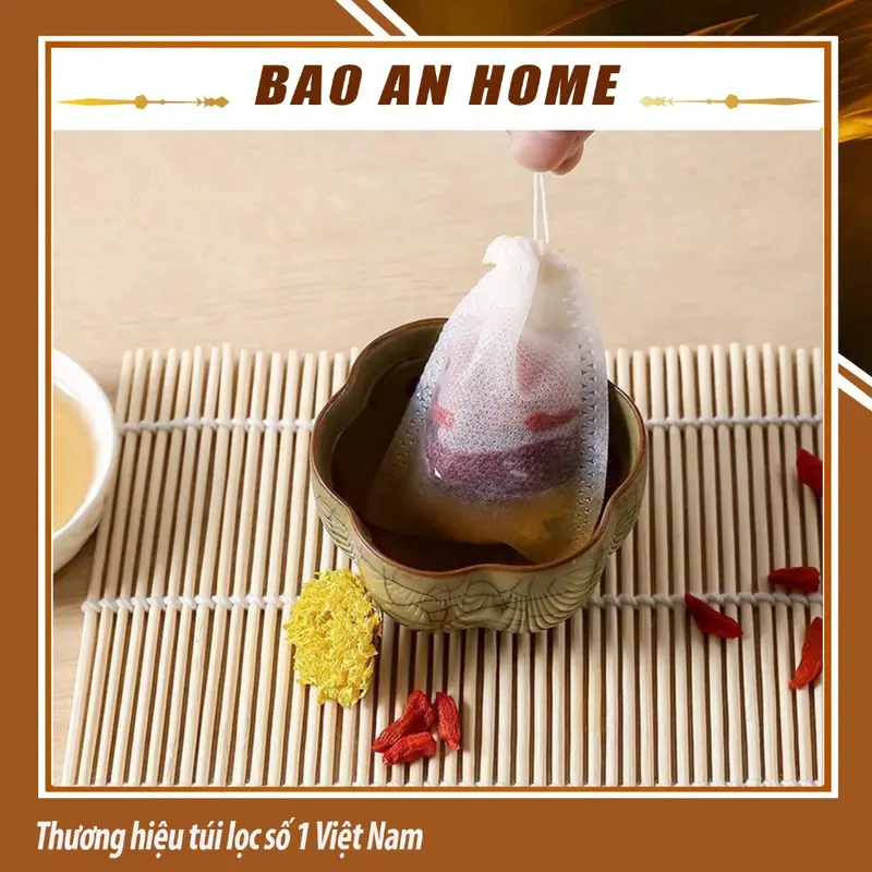 ( Sỉ ) Combo 100 túi lọc trà, thảo dược dây rút chất liệu không dệt- nhiều kích thước 5