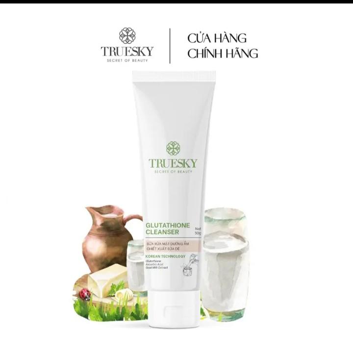 Product Introduction of Sữa rửa mặt hỗ trợ làm sáng da và dưỡng ẩm - Truesky Glutathione Cleanser chiết xuất sữa dê 50g 1