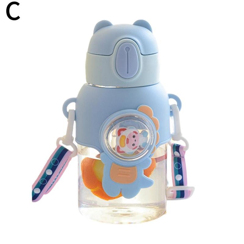Product Introduction of Kawaii Children's Water Bottle With Straw And Shoulder Strap 600ml Cute Large Capacity Toddler Water Bottles 35