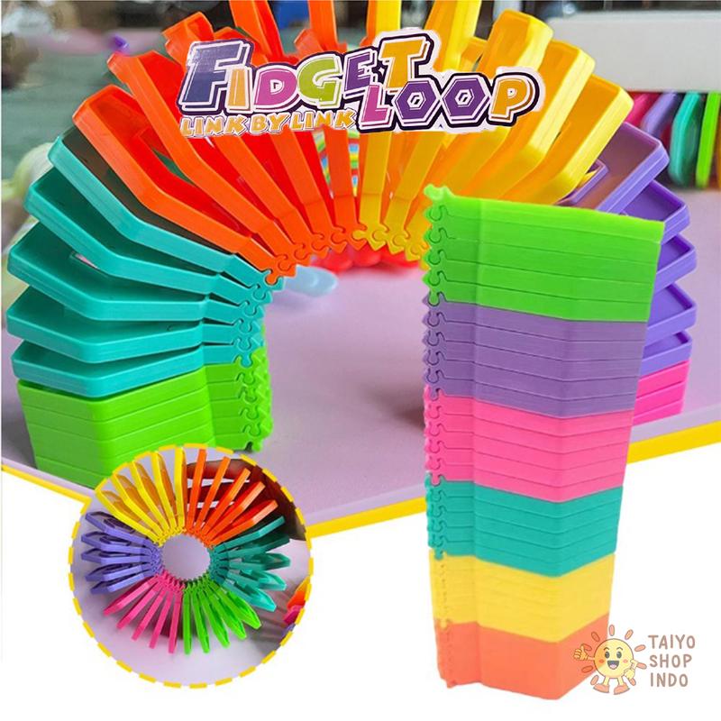 TAIYO Mainan Anak Fidget Loop Spring Rainbow Sensori Montessori Bunyi ...