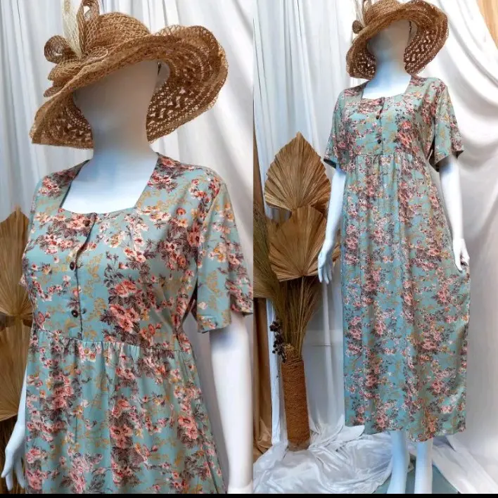 Daster  Fuji viral bunga hijau Dress Rayon Motif