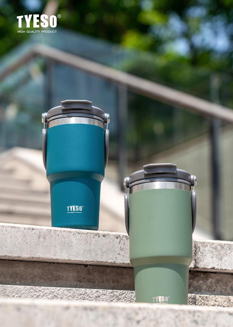 Product Introduction of Tyeso Taishuo Stainless Steel Coffee Cup Large Capacity Vacuum Cup Men's Cold-Keeping Car Satchel Pairs of Drinks Straw Cup Drinkware Flasks Tumbler Mug Bottles Water Bottles Portable Bottled 2