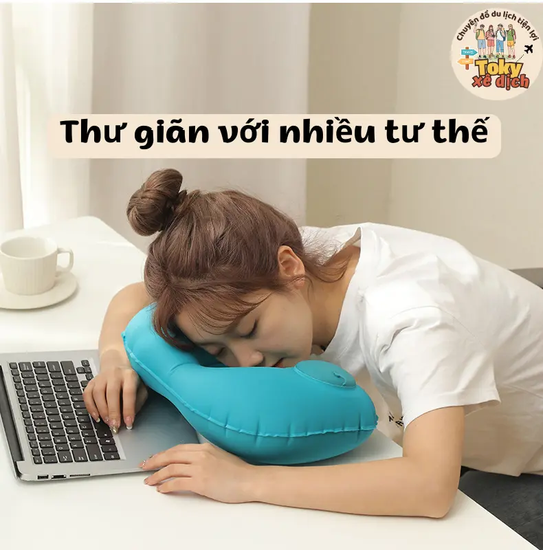 Gối kê cổ chữ U bơm hơi tiện lợi khi mang đi du lịch, công tác, nhân viên văn phòng 1