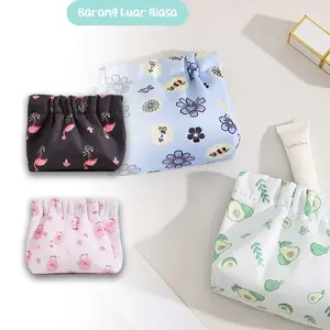 BLB Tas Penyimpanan Kosmetik Mini Portable Pouch Make Up Serut Organizer Lipstik Penutup Otomatis TM017