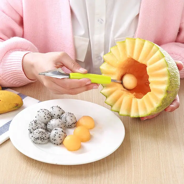 Muỗng Múc Kem, Trái Cây Viên Tròn,Tỉa Trái Cây, Rau Củ 2 in 1 7
