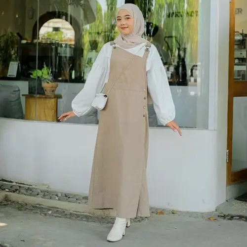 Sekido Sagita Overall - Dress Panjang Wanita Bahan Linen Warna Hitam dan Cocoa, Nyaman dan Cantik