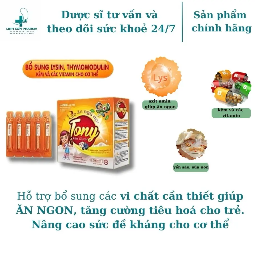 Siro ăn ngủ ngon TONY - Hỗ trợ tiêu hoá, giúp ăn ngon ngủ tốt