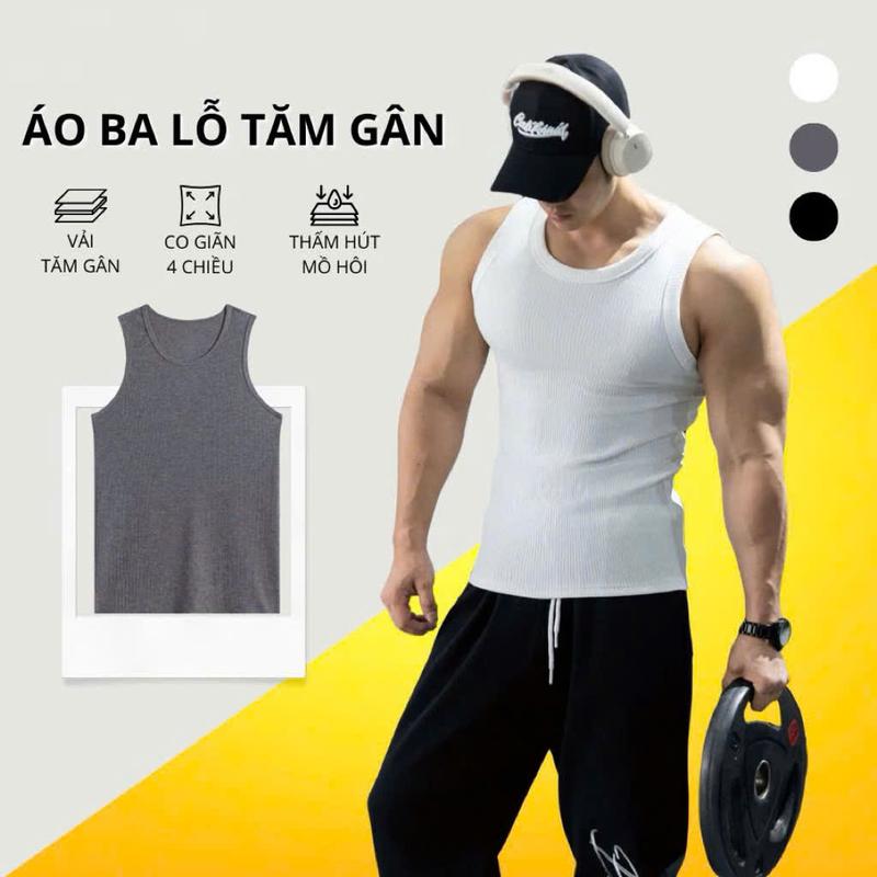 Áo ba lỗ nam vải tăm gân co giãn 4 chiều thấm hút mồ hôi 0
