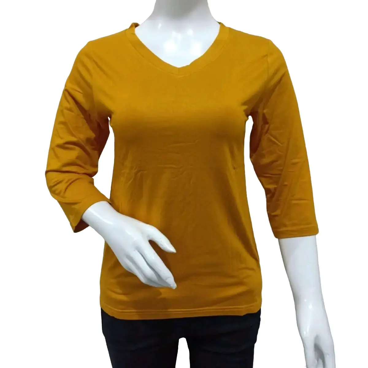 kaos wanita atasan wanita vneck lengan 7/8 kaos modern kaos trendy Rayon Spandex Oblong Baju Polos Basic Tebal
