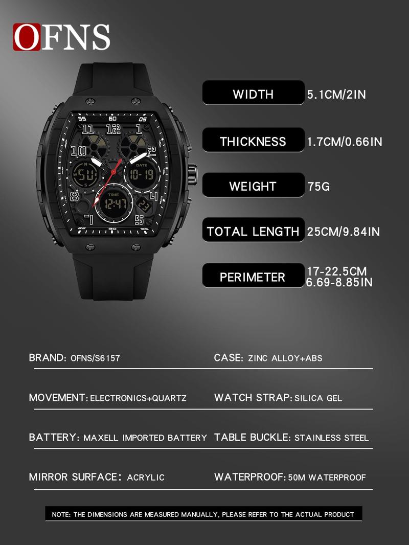 Product Introduction of Men's Fashion Digital Watch, Casual Sporty Digital Watch with Luminous Dial & Alarm Mode, Waterproof Outdoor Sports Watch with Box 6