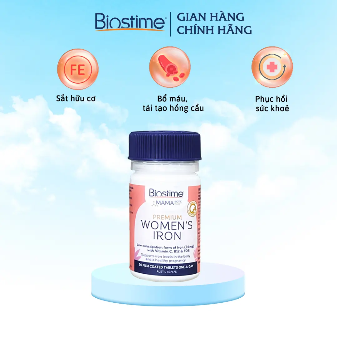 Viên Uống Bổ Sung Sắt Và Vitamin Cho Bà Bầu Biostime - Viên Sắt Hữu Cơ Giúp Ngừa Thiếu Chất Trong Thai Kỳ ngừa thiếu máu