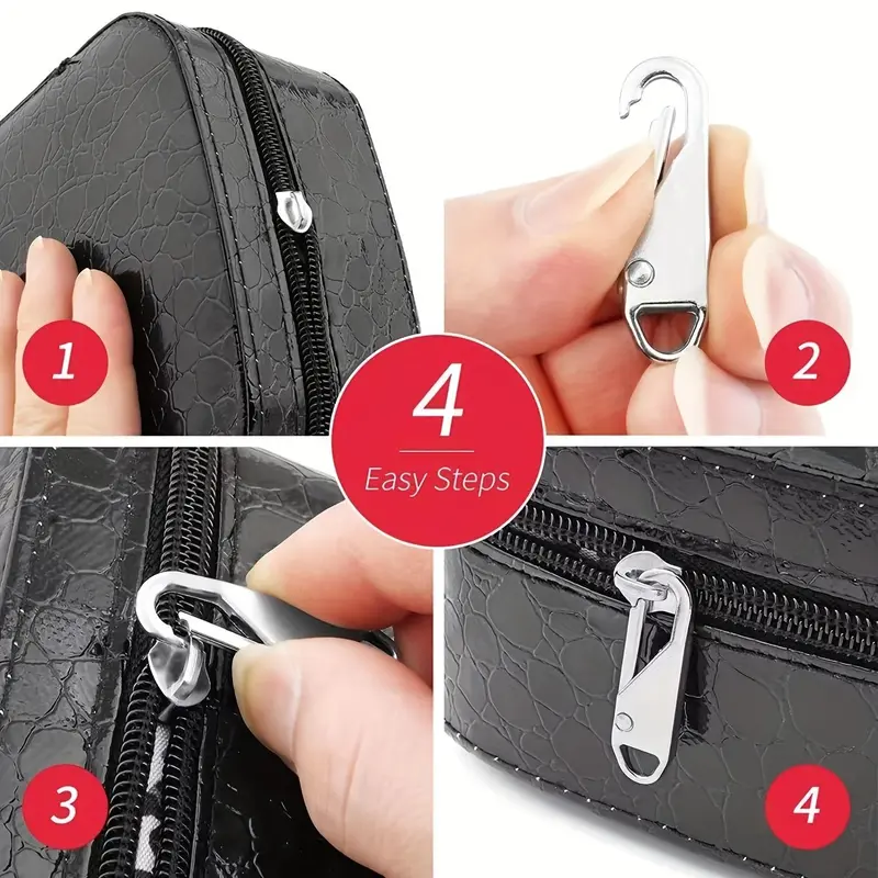 Zipper Slider, 4pcs Zipper Instant Repair Tool Kit, Replacement Travel Bag Zipper Puller, DIY Sewing Craft, Sewing Accessories Holiday Essentials 1