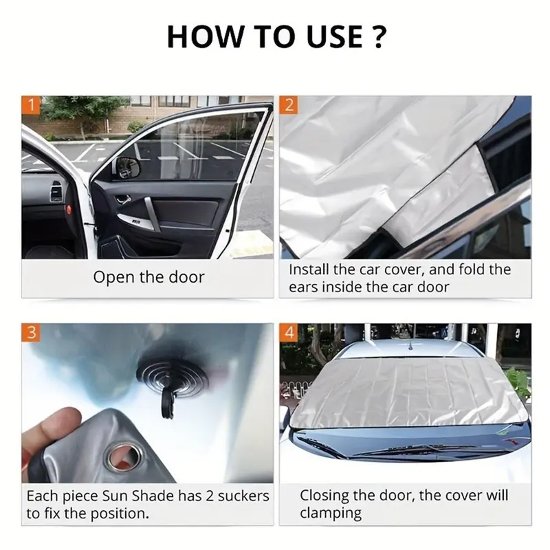 Car Windshield Cover, Anti-UV Snowproof Full Protection Double Sided Windscreen Cover, Sun Snow Ice Universal Shields 7
