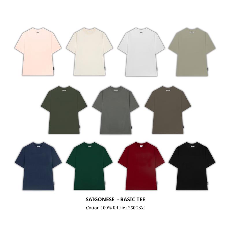 Áo thun TRƠN nhiều màu cotton SAIGONESE unisex nam nữ aothun basic Menswear Cổ Tròn