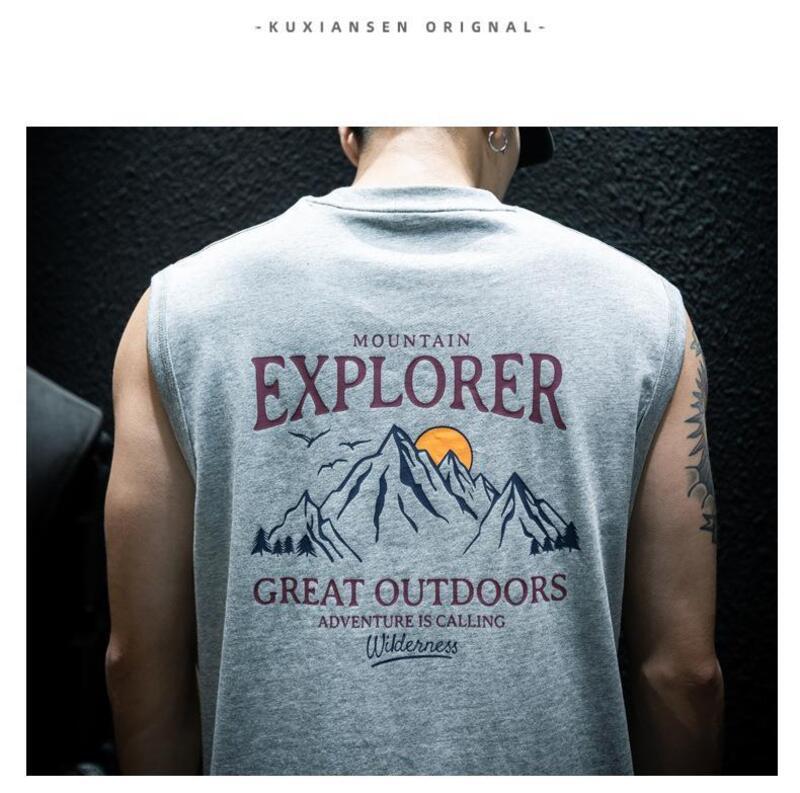 Product Introduction of Summer Sleeveless T-Shirt Vest For Men, Loose And Trendy Brand Ins, Large Size, Camisole, Half Sleeved, American Sports Short Sleeved T-Shirt 21