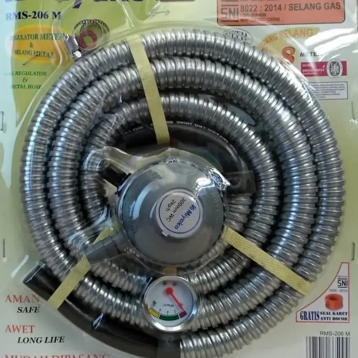 Selang dan Regulator RMS206M Kompor Gas LPG Miyako RMS-206 M RMS 206M Regulator Set Tekanan Rendah Elpiji / LOW PRESSURE REGULATOR SET / LOW PRESS REGULATOR SET MIYAKO RMS 206 SNI ORIGINAL Termurah Surabaya 1