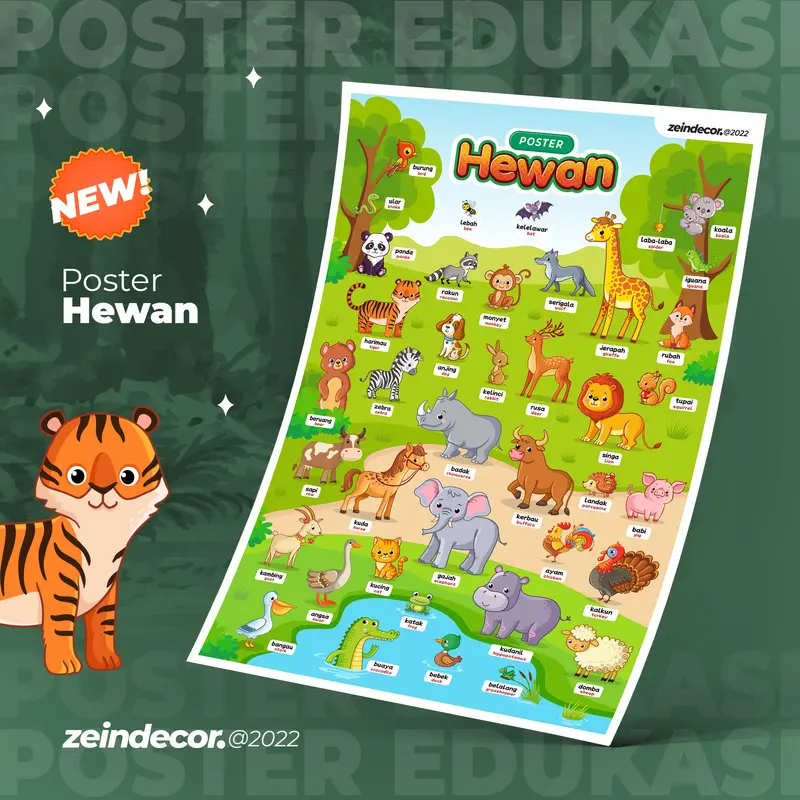 Poster Hewan Mengenal Binatang | Animals Poster anak 0
