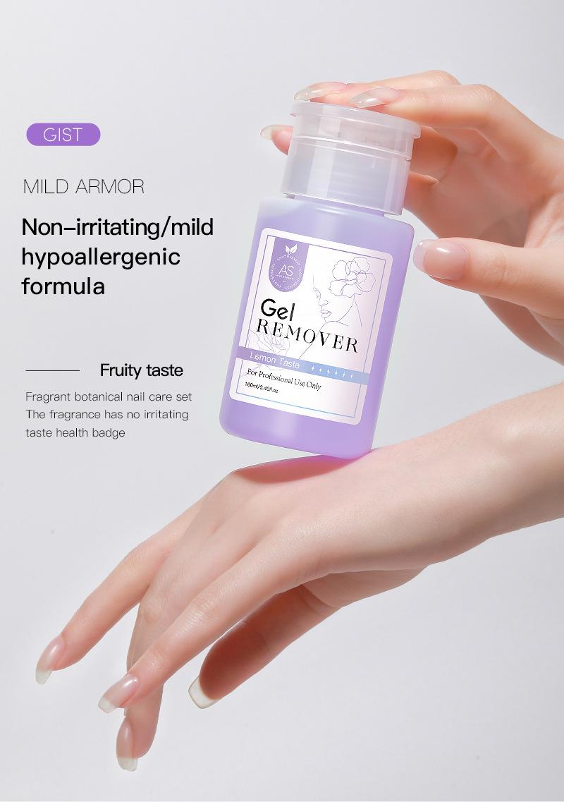 Product Introduction of AS New nail art push bottle cleaning water nail polish remover without hurting nails cleaning liquid dedicated 65